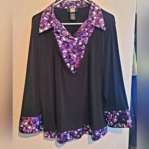 Studio 1940 Purple and Black Pullover Blouse Plus Size 18/20W